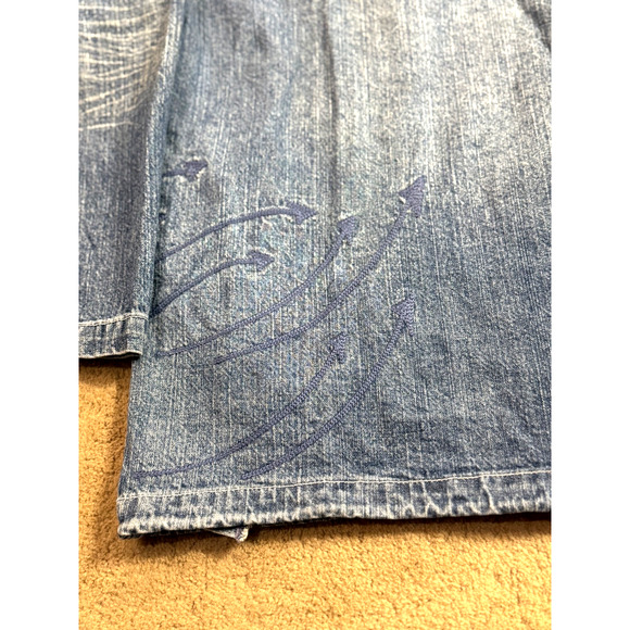 Vintage Rocawear Jean Jacket Hoodie Mens XL Embroidery Zip Sleeves Pockets EUC - Picture 12 of 13